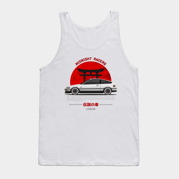 Midnight Racer White CRX JDM Tank Top by GoldenTuners